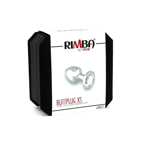 Rimba XS - átlátszó köves, fém anál plug (ezüst)