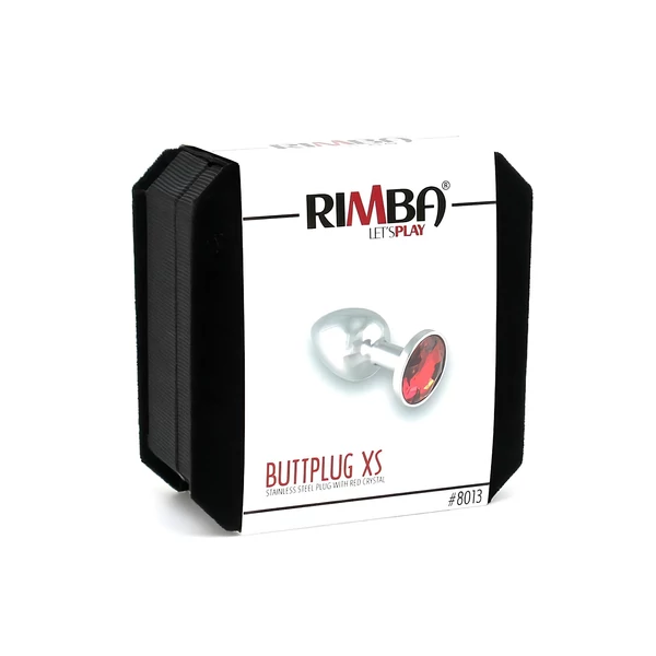 Rimba XS - piros köves, fém anál plug (ezüst)