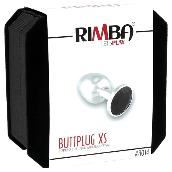 Rimba XS - fekete köves, fém butt plug (ezüst)