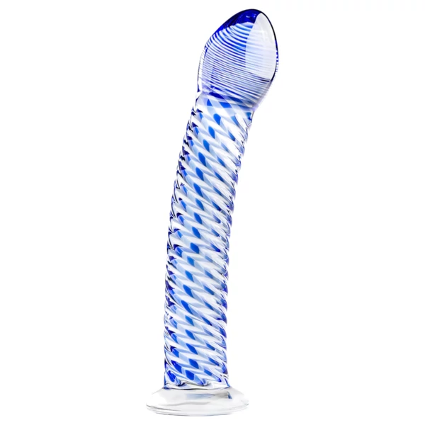 Gildo Glass No. 5 - spirál üveg dildó (átlátszó-kék)