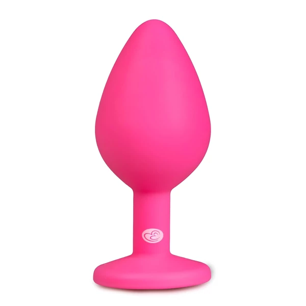 Easytoys Diamond - fehér köves anál plug (közepes, pink)