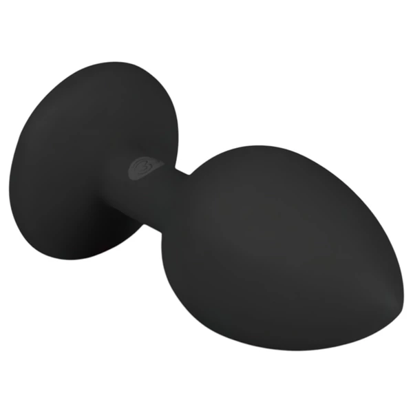 EasyToys Diamond - fehér köves anál plug (kicsi, fekete)