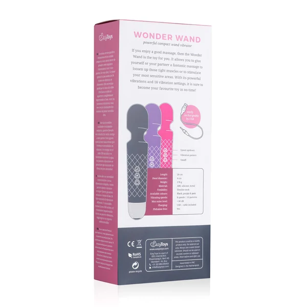 EasyToys Mini Wand - akkus masszírozó vibrátor (fekete)