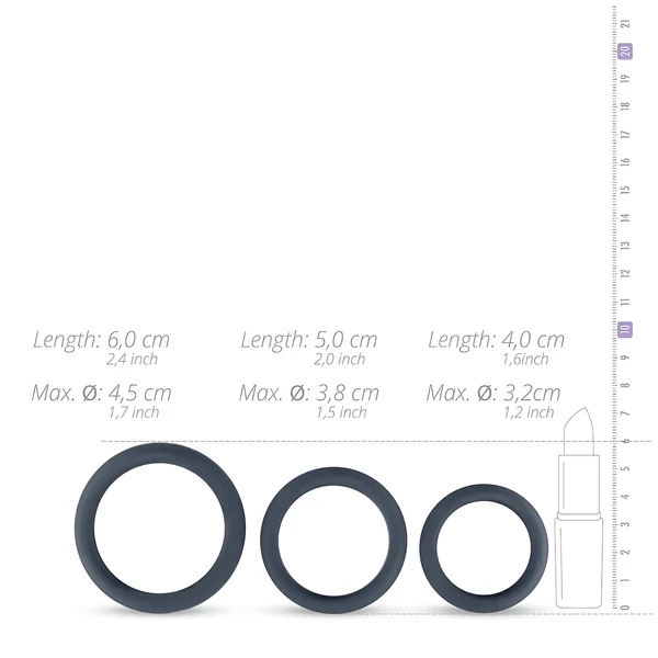 Boners - szilikon péniszgyűrű szett - 3 db (szürke)