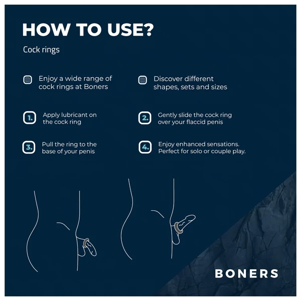 Boners - szilikon péniszgyűrű szett - 3 db (szürke)