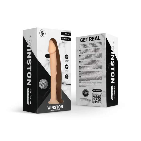 Real Fantasy Winston - tapadókorongos vibrátor - 19cm (natúr)