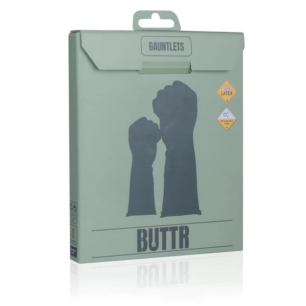 BUTTR Gauntlets - latex fisting, ökölszex kesztyű (fekete)