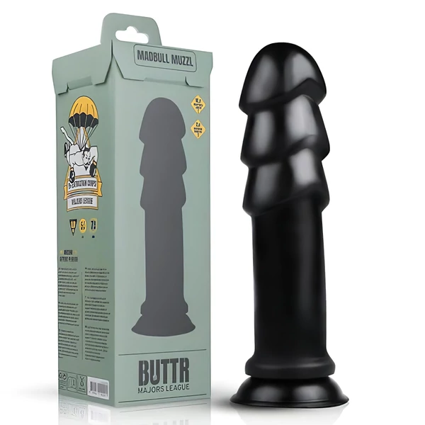 BUTTR Madbull Muzzl - tapadókorongos dildó (fekete)