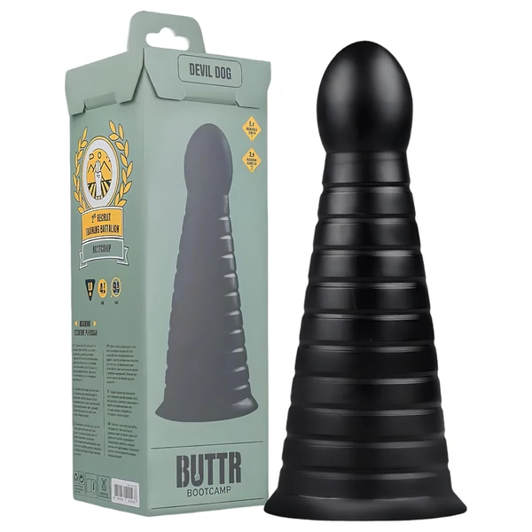 BUTTR Devil Dog - tapadókorongos dildó (fekete)
