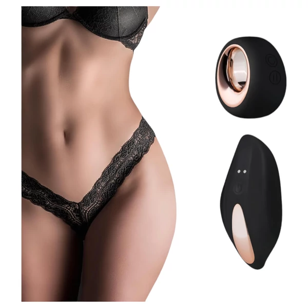 Pantyrebel - akkus, rádiós vibrációs csipke tanga (fekete, S-L)