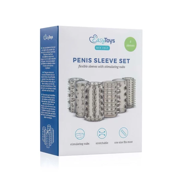 Easytoys Penis Sleeve - péniszmandzsetta szett (szürke, 6 db)