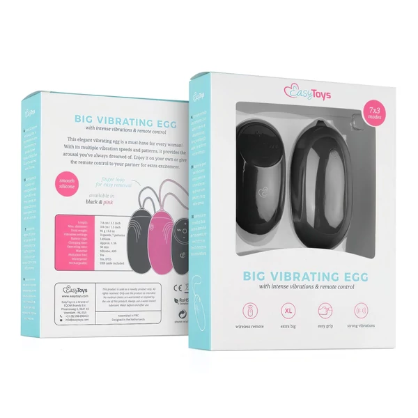 EasyToys - akkus, vízálló, rádiós vibrációs tojás (fekete)