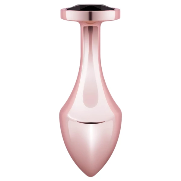 Rosy Gold Butt Plug - fekete köves anál plug (rosegold)