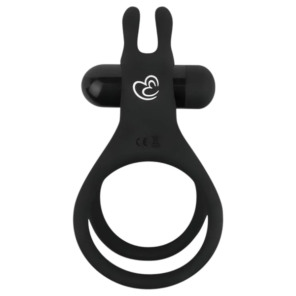 Easytoys Share Ring - vibrációs pénisz- és heregyűrű (fekete)