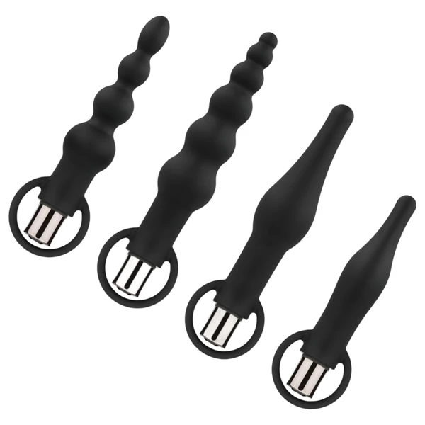 EasyToys - akkus anál vibrátor szett - 4 részes (fekete)