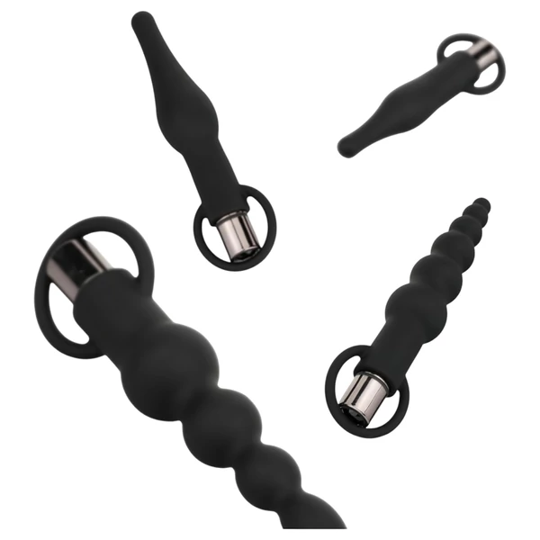 EasyToys - akkus anál vibrátor szett - 4 részes (fekete)