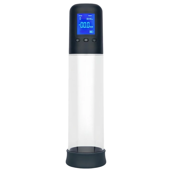 Boners - automatikus LCD péniszpumpa (átlátszó-fekete)
