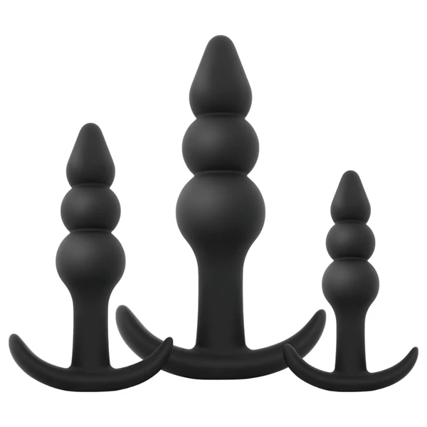 EasyToys - gömbös anál plug szett - 3 részes (fekete)