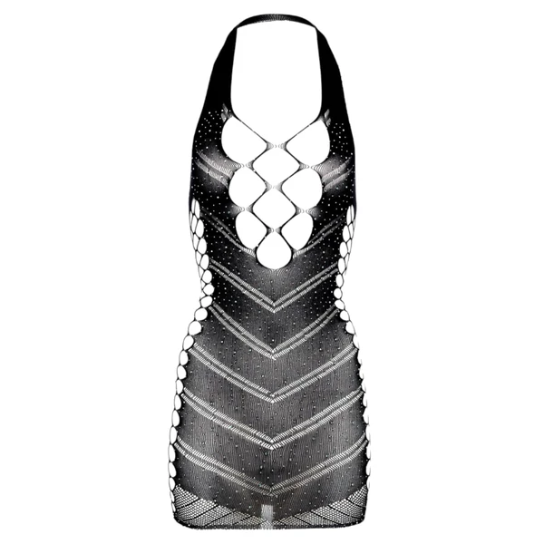 Christine - strasszos necc ruha - (fekete) - XS-XL
