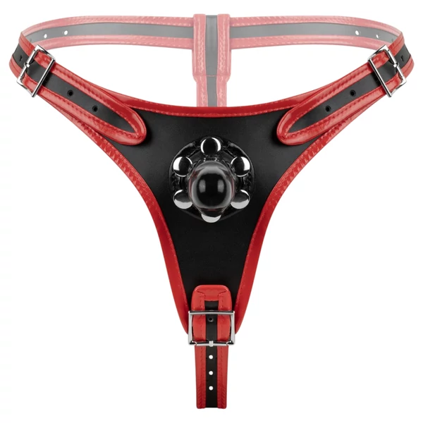 EasyToys - felcsatolható alsó tripla dildóval (fekete)