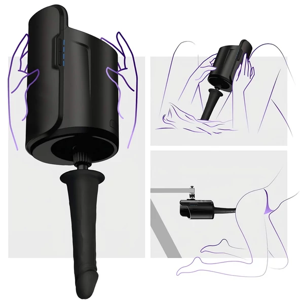 Kiiroo élethű vákuum dildó - 19 cm (fekete)