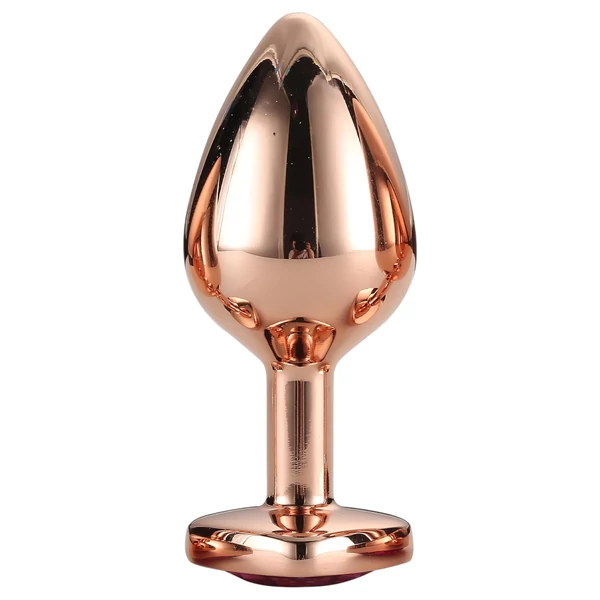 Gleaming Love - alumínium plug szív alakú kővel - M (rózsaarany)