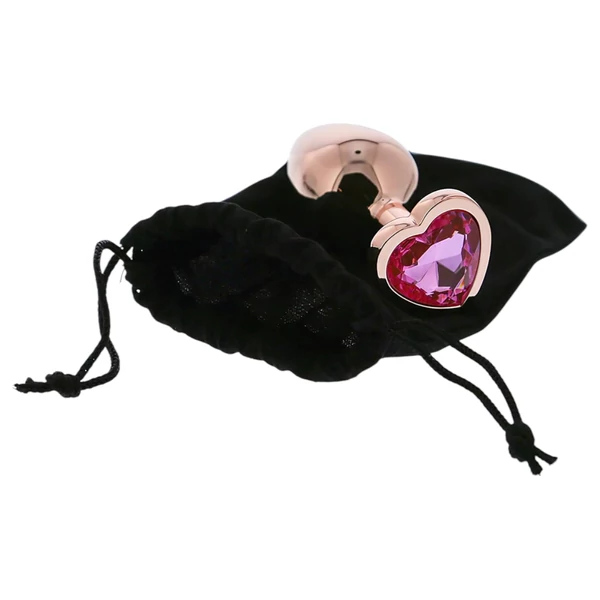 Gleaming Love - alumínium plug szív alakú kővel - M (rózsaarany)