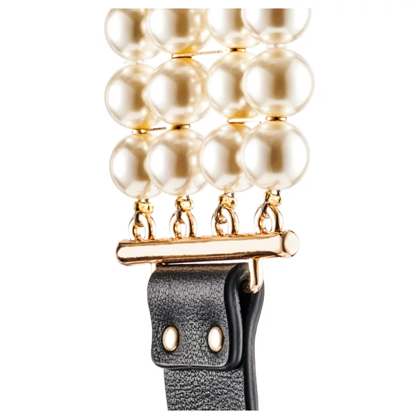 Allure - gyöngyös nyakörv pórázzal (fekete)