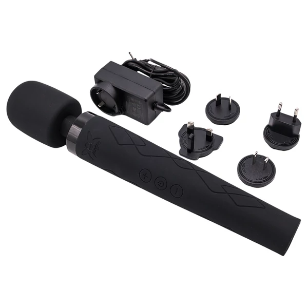 Pixey Deluxe Black Velvet - wand vibrátor M (fekete)