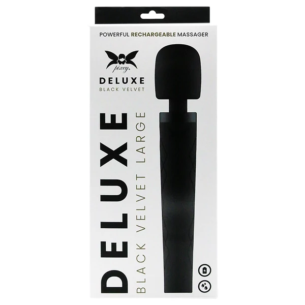 Pixey Deluxe Black Velvet - wand vibrátor L (fekete)