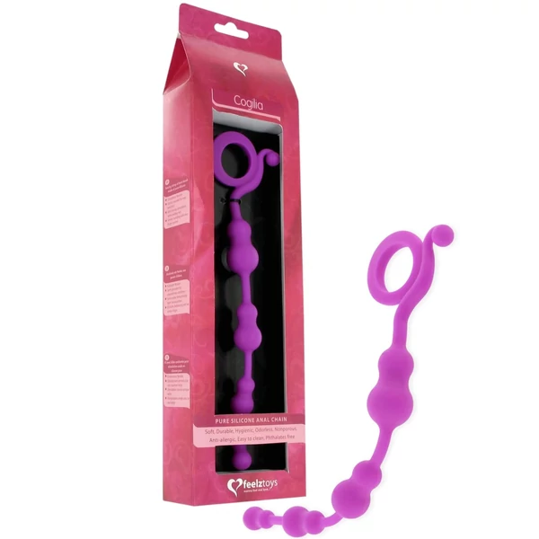 FEELZTOYS Cogilia - szilikon anál gyöngysor dildó (lila)
