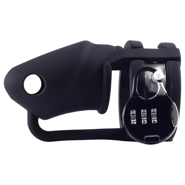 LOCK A WILLY - szilikon pénisz ketrec lakattal (fekete)