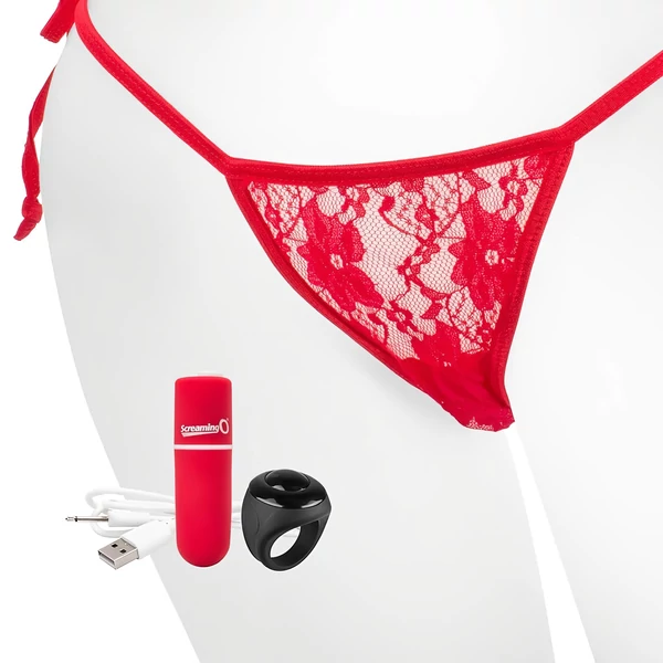 Screaming O Panty Set - vibrációs tanga (piros, S-L)