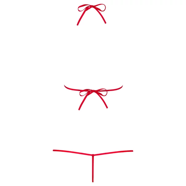 Obsessive Luiza - tulipános, pántos body (piros, S/M)