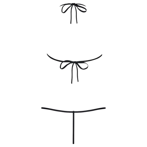 Obsessive Luiza - tulipános, pántos body (fekete, S/M)