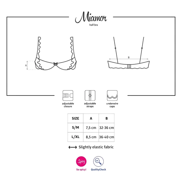 Obsessive Miamor - csipkés push-up melltartó (fekete)