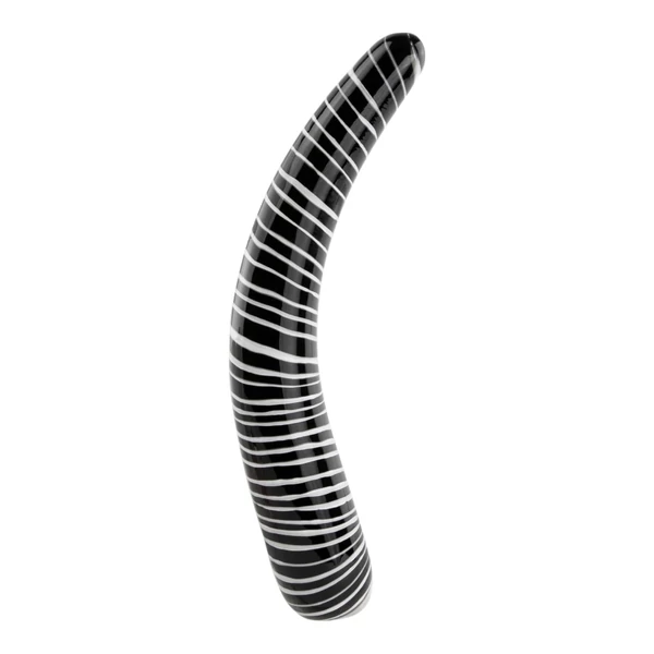 FEELZTOYS GLAZZZ Dark Desire - íves üveg dildó (fekete)