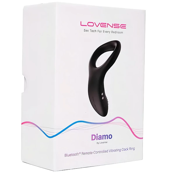 Lovense Diamo - App-vezérelt vibrációs péniszgyűrű, férfiaknak (fekete)