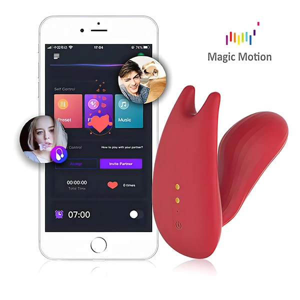 Magic Motion Umi - App-vezérelt felhelyezhető vibrátor (piros)