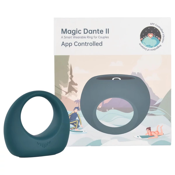 Magic Motion Dante II - App-vezérelt vibrációs péniszgyűrű, férfiaknak (kék)