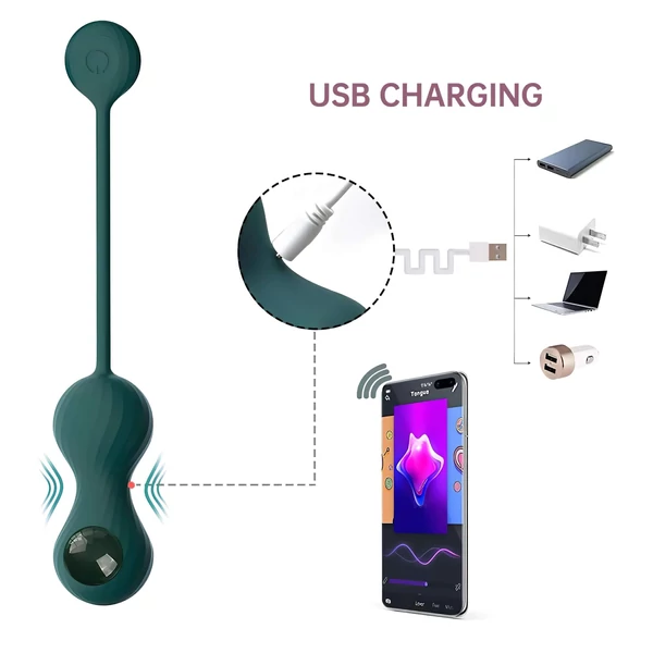 Magic Motion Crystal Duo - App-vezérelt vibrációs gésagolyó (zöld)