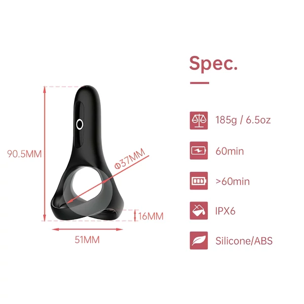 Magic Motion Rise - App-vezérelt vibrációs péniszgyűrű, férfiaknak (fekete)