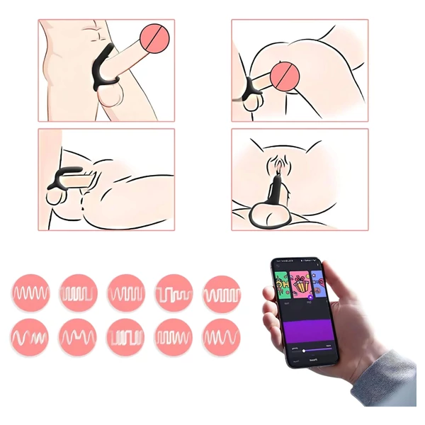 Magic Motion Rise - App-vezérelt vibrációs péniszgyűrű, férfiaknak (fekete)